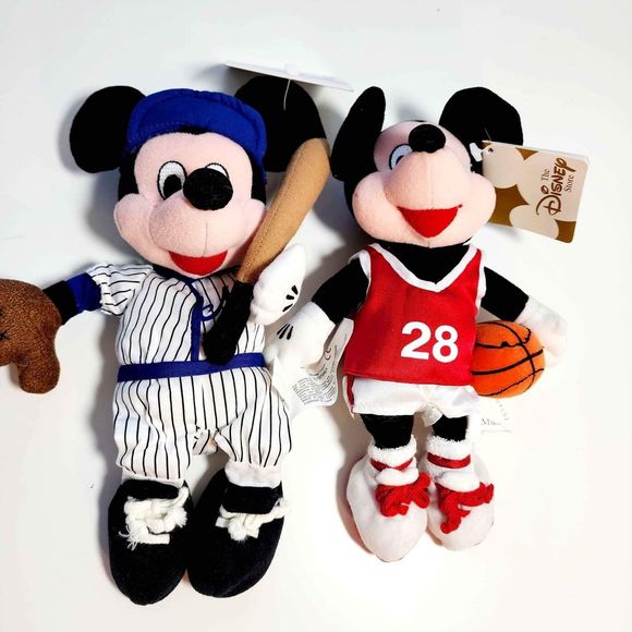 Mickey Mouse Baseball Disney Store Company Plush Beanie Baby Stuff Toy Vintage - Picture 6 of 6